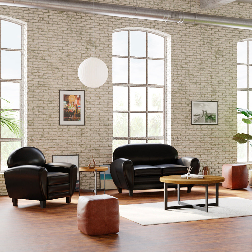 achat fauteuil club noir cuir design vintage