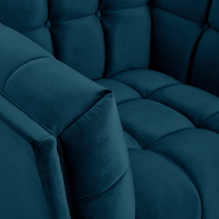 achat fauteuil confortable en velours bleu