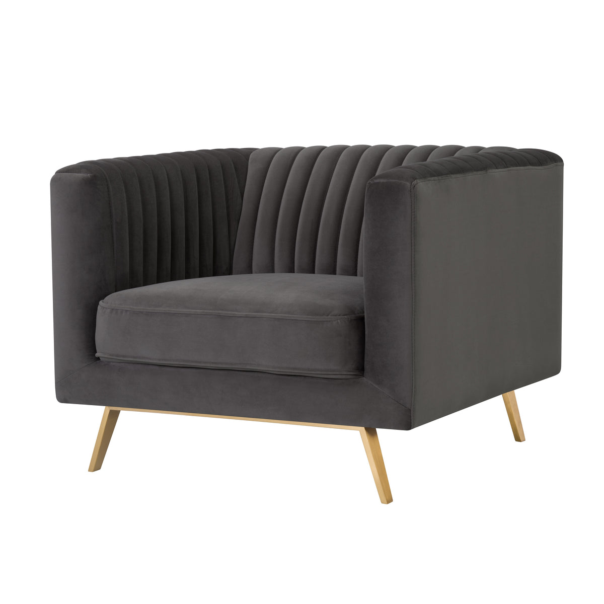 achat fauteuil en velours gris pieds metal dores