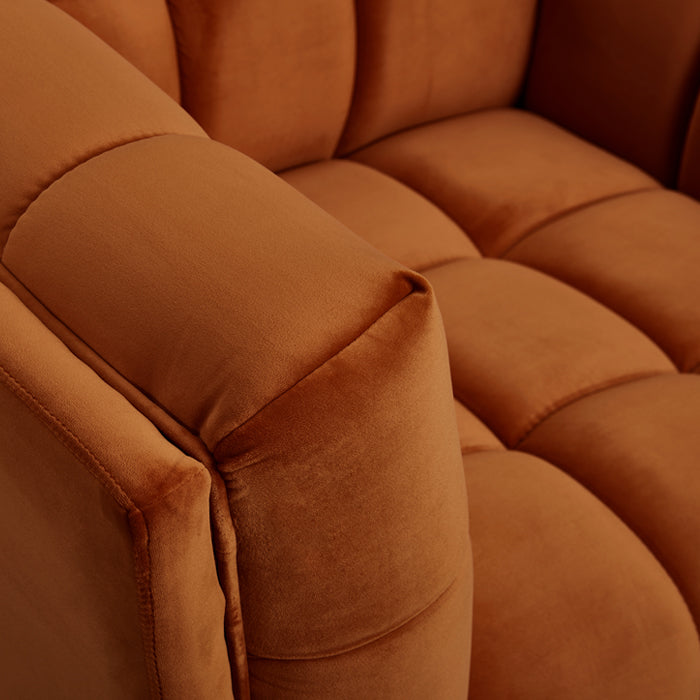 achat fauteuil orange velours design