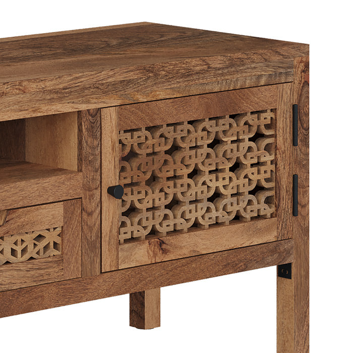 achat meuble tv bois fonce de manguier jaya