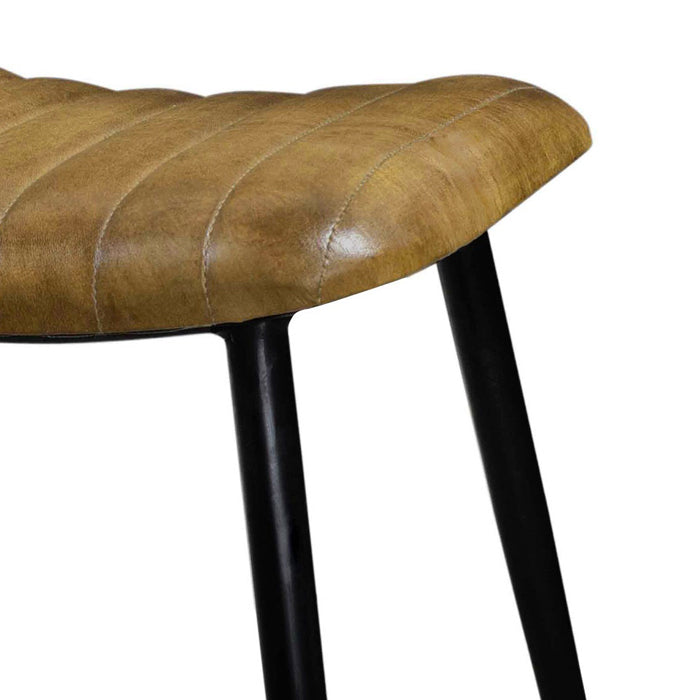 achat tabouret cuir matelasse et pieds en metal bidar
