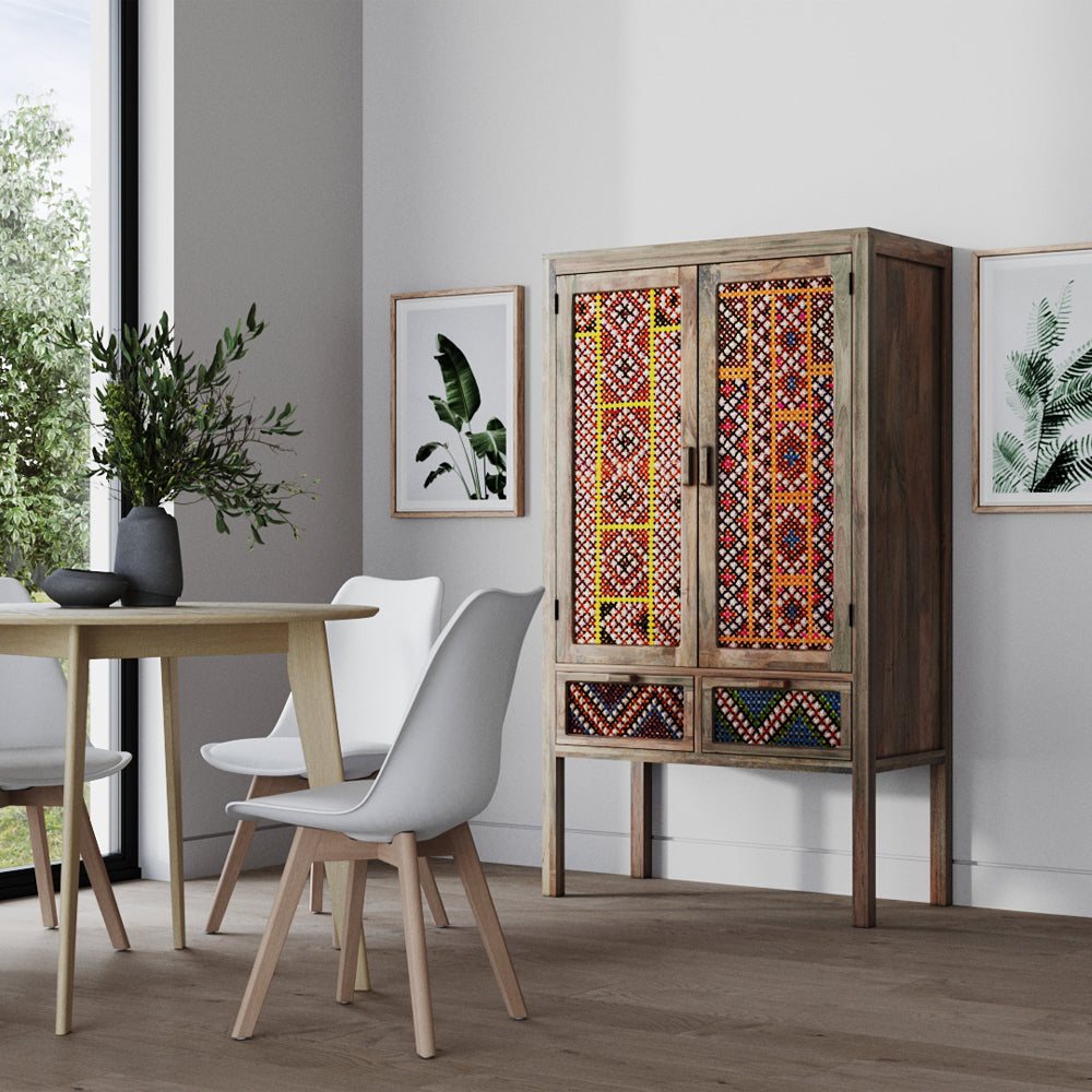 acheter armoire coloree en bois de manguier