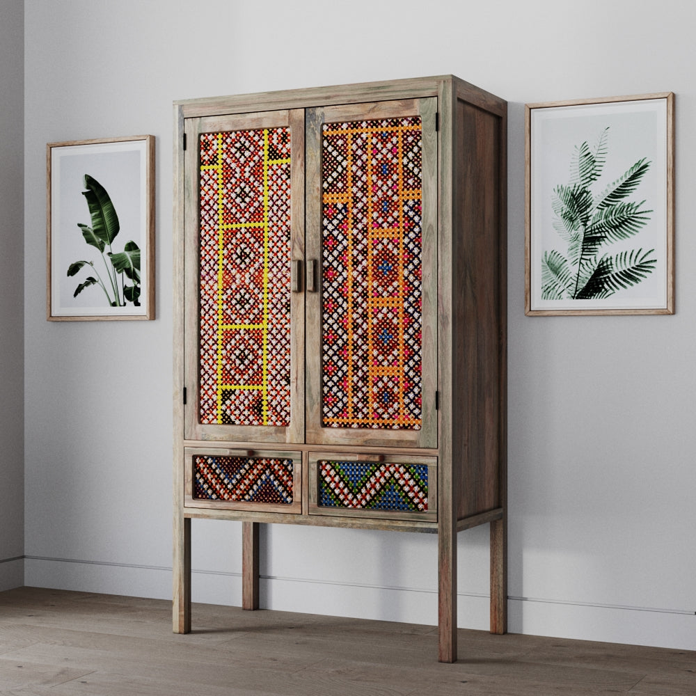 acheter armoire en bois de manguier coloree