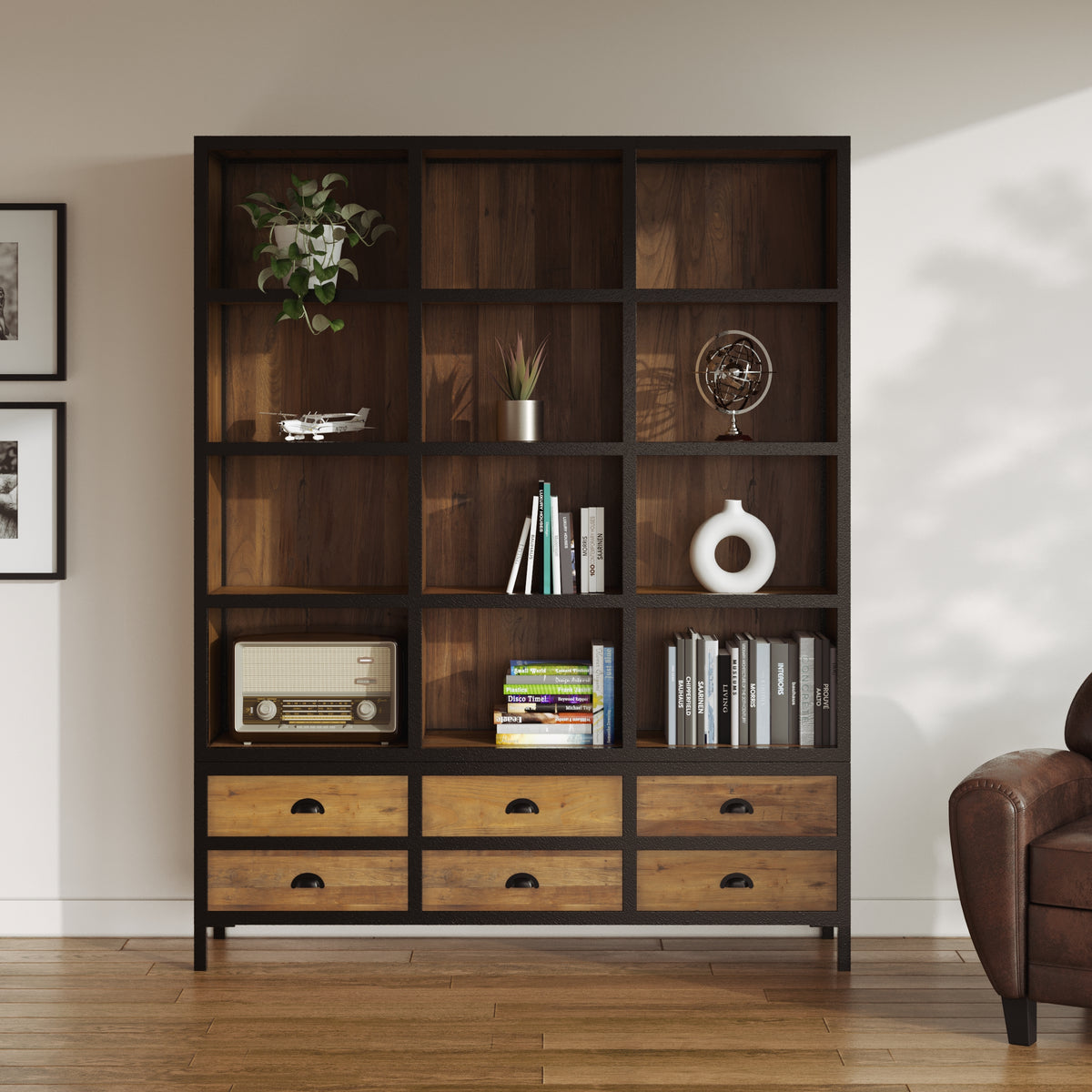 acheter bibliotheque en metal et bois shelby