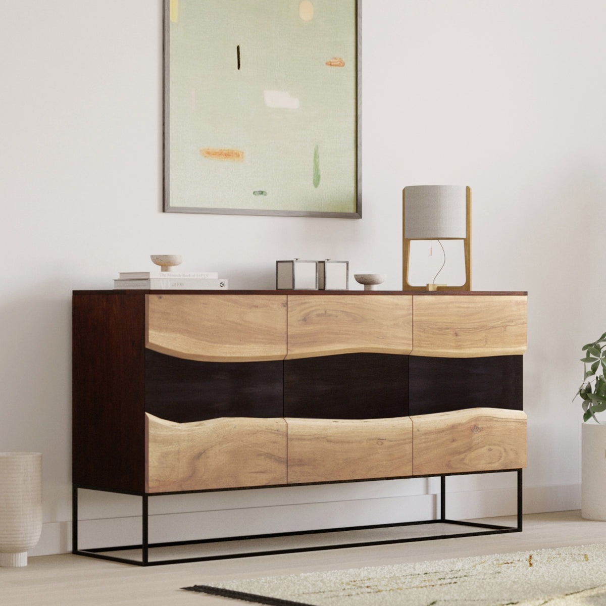 acheter buffet 3 portes en bois d accacia alabama