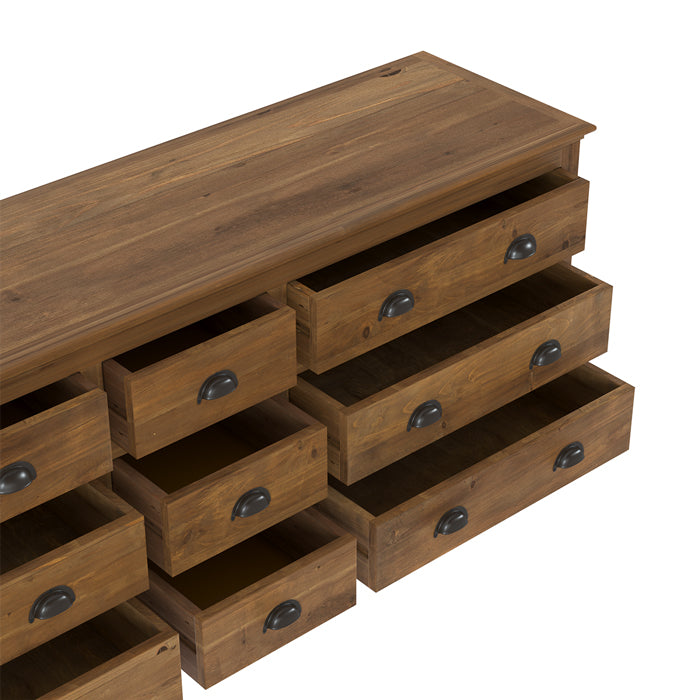 acheter buffet bois de cedre recycle 9 tiroirs tobias