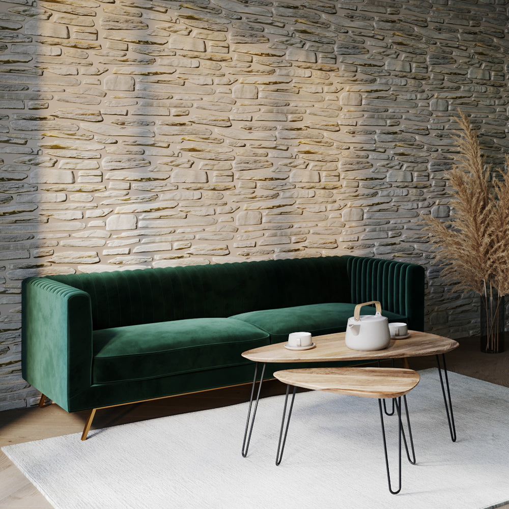 acheter canape en velour vert 3 places pieds dores