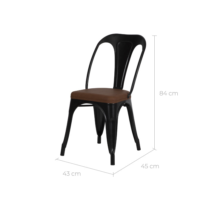 acheter chaise confortable style indus noir marron