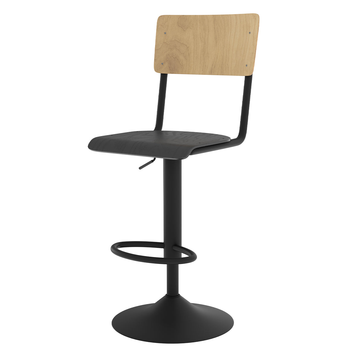 acheter chaise de bar bois clair et noir reglable 60 80 cm lot de 2
