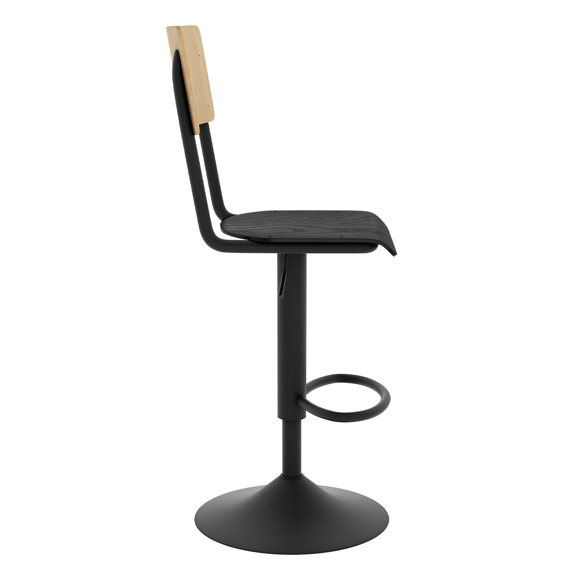 acheter chaise de bar en bois clair et noir reglable 60 80 cm lot de deux