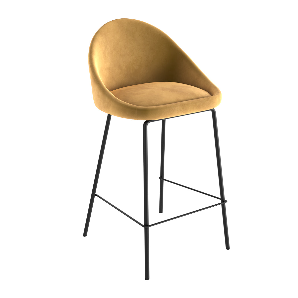 acheter chaise de bar mi hauteur en velours jaune lot de deux_1