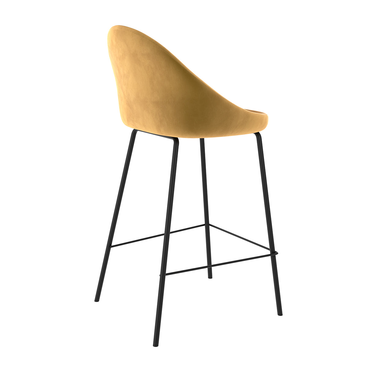 acheter chaise de bar mi hauteur velours jaune lot de deux_1