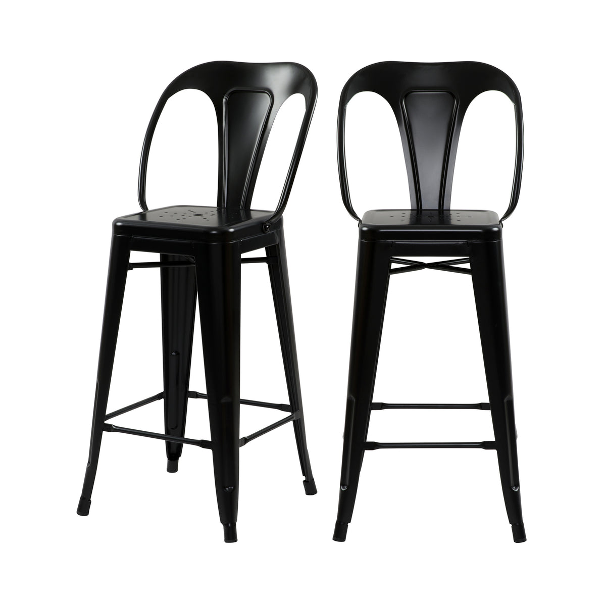 acheter chaise de bar noire indus en metal lot de 2