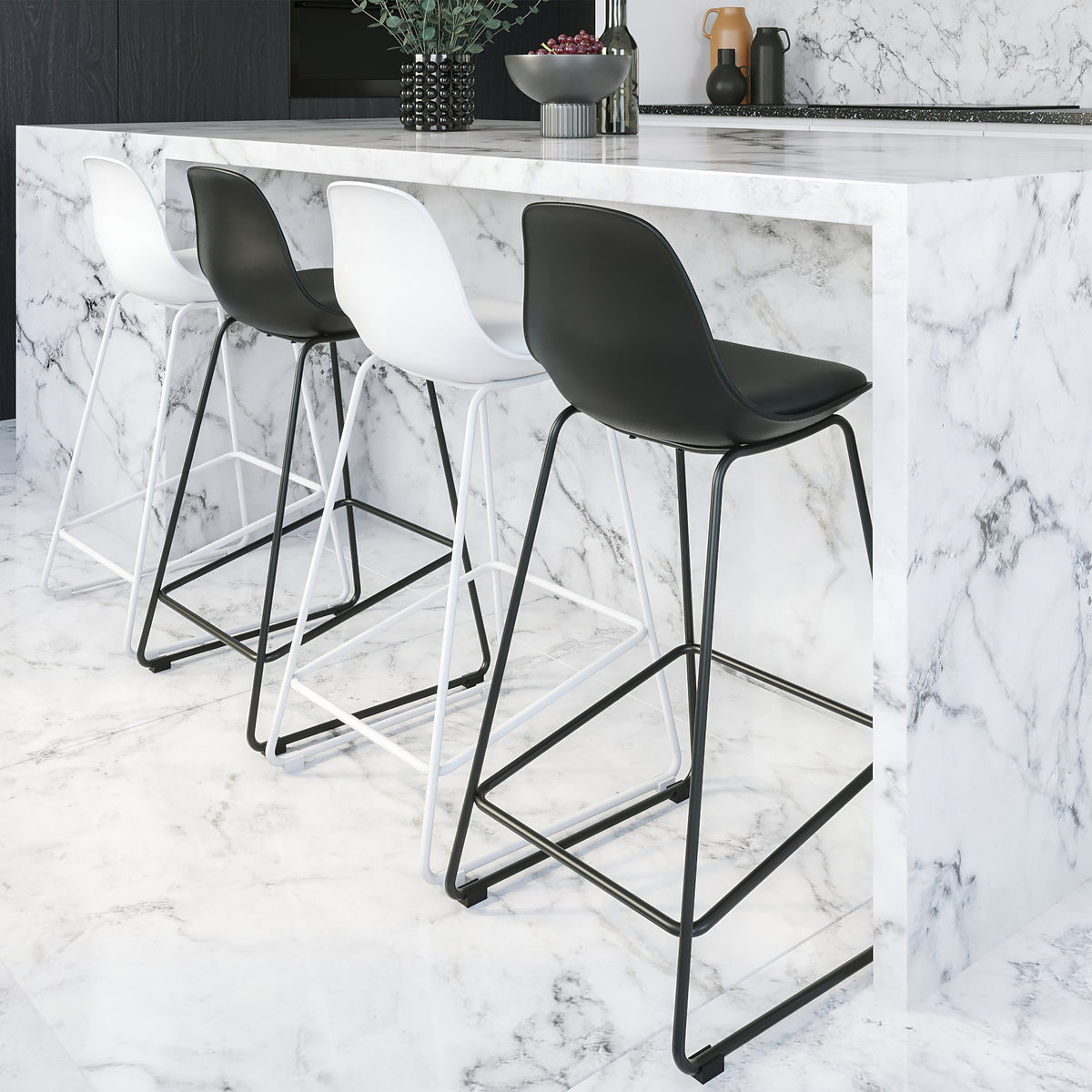acheter chaise de bar noires lot de2