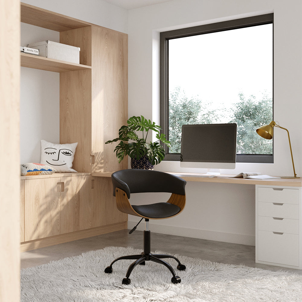 acquistare sedia da ufficio in pelle sintetica e legno
