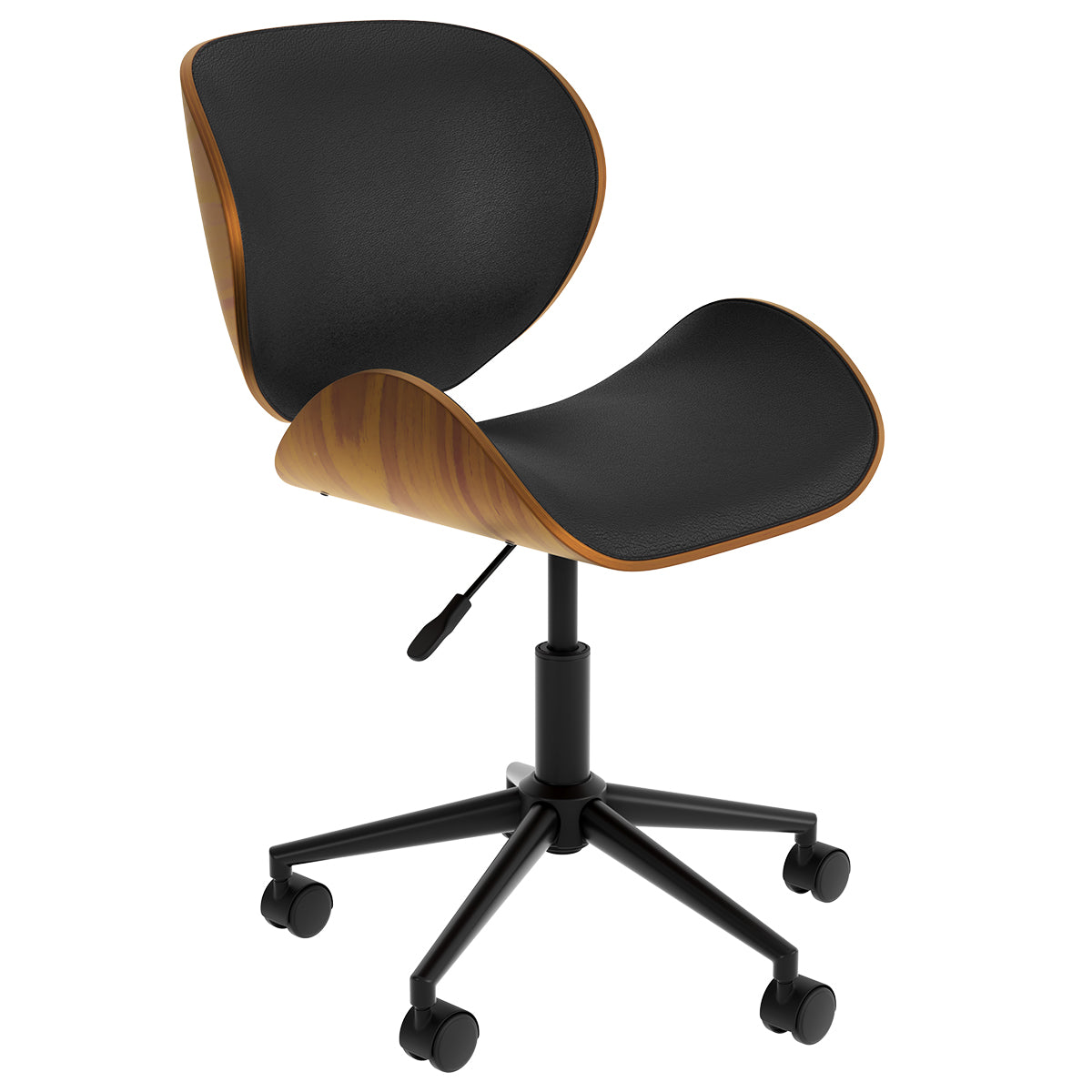 acheter chaise de bureau noire rembourr_e et pivotante en pu avec hauteur assise reglable