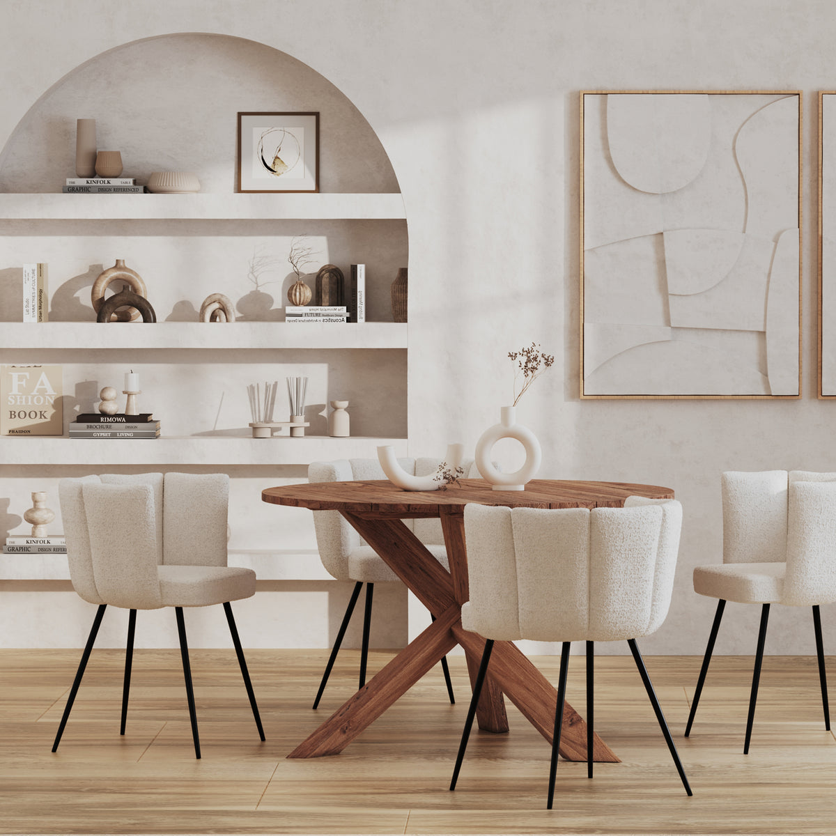 acquistare sedia in bouclette beige set di 2