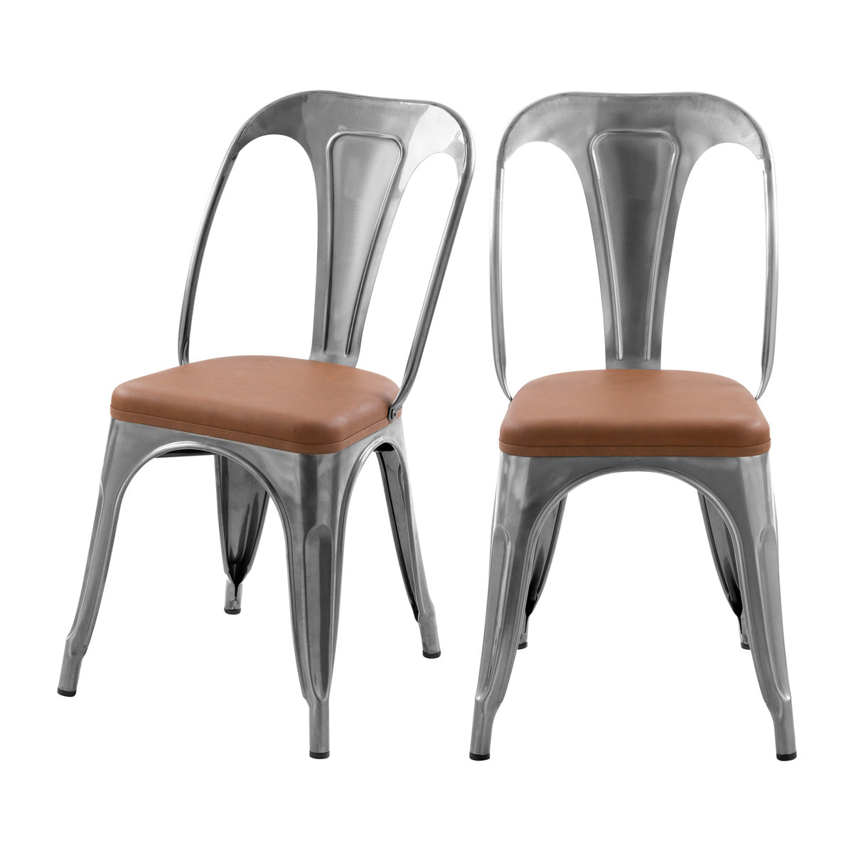 acheter chaise metal gris et synthetique marron charly