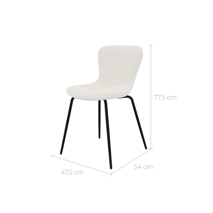 acquistare sedia scandinava comoda in lana bouclé bianca koko