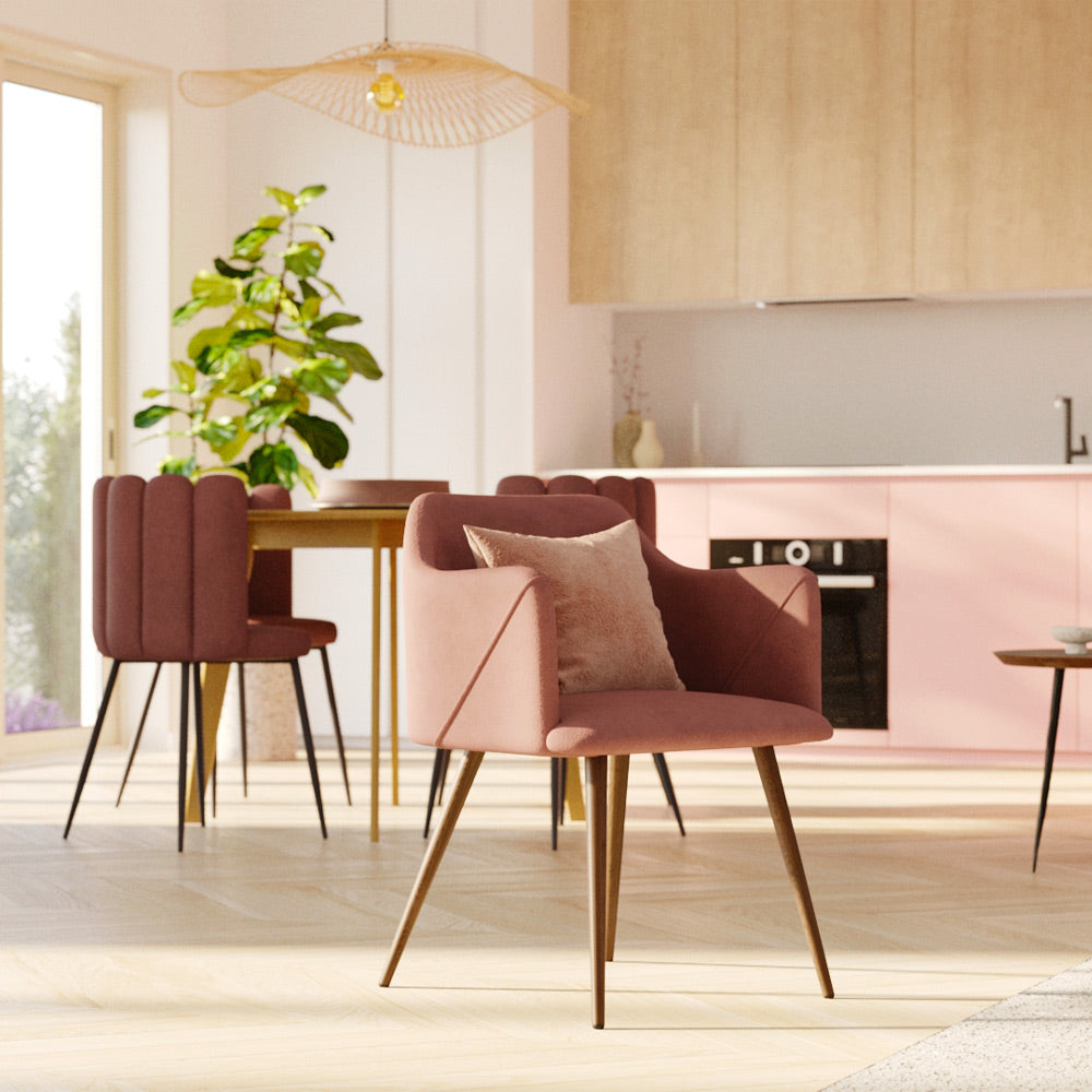 acheter chaises lot de 2 velours rose