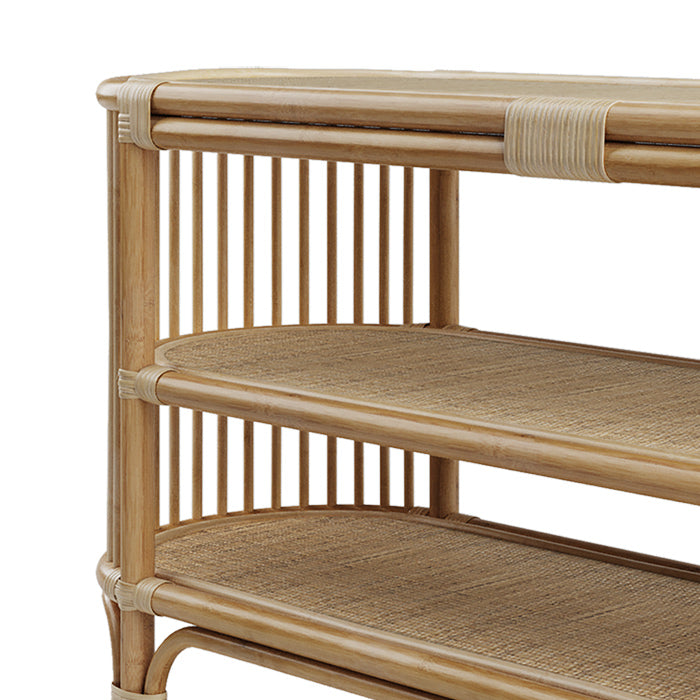 comprare console 140 cm in rattan naturale con mensole marthe