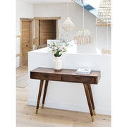 acheter console bois fonce 2 tiroirs