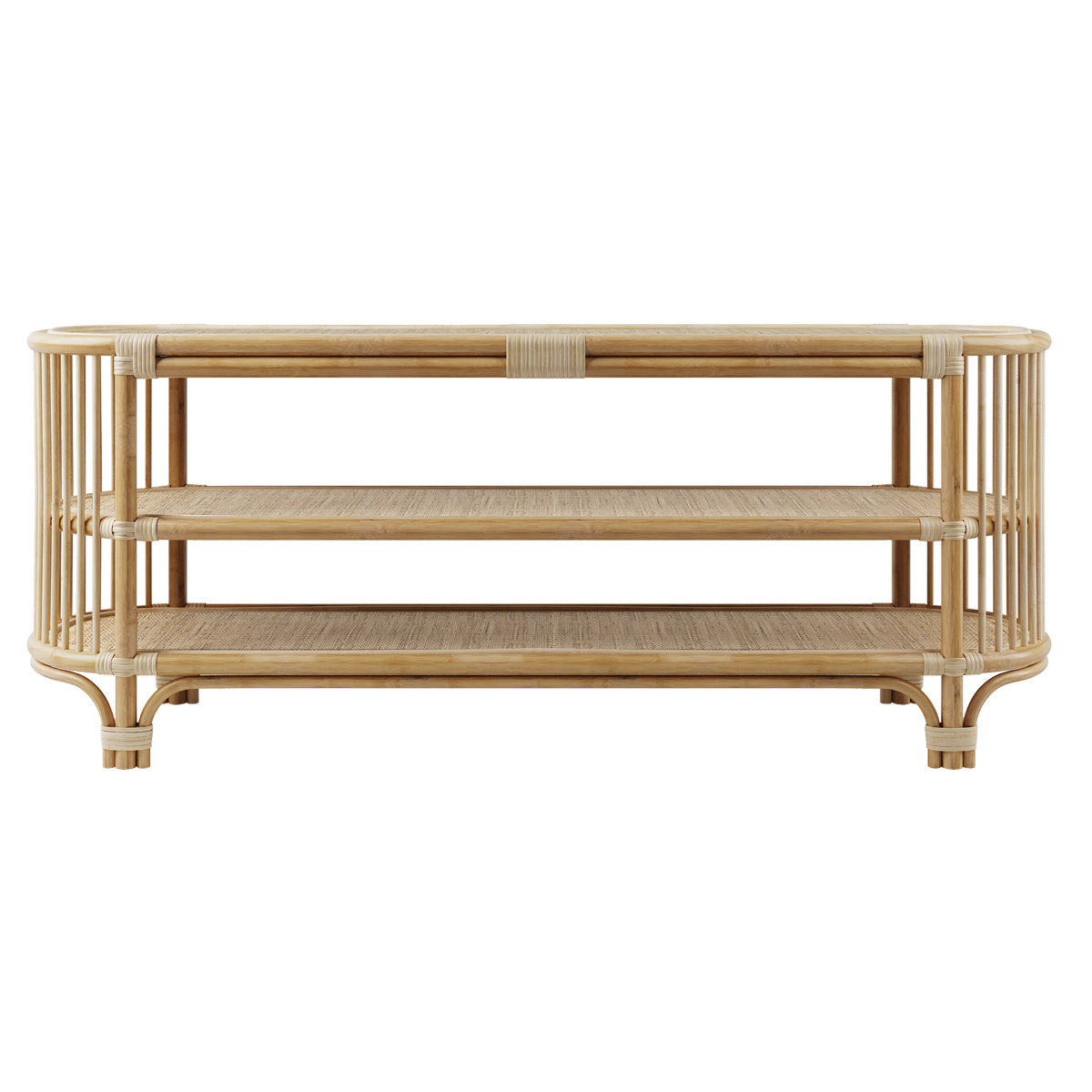 acquistare console marthe 140 cm rattan naturale con ripiani