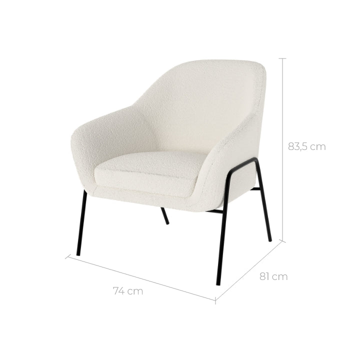 Acheter fauteuil Aubin blanc effet laine bouclette – Maison Pavane
