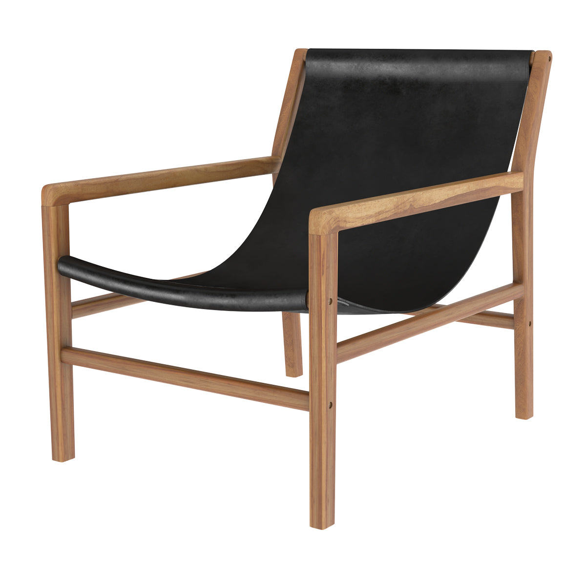 acheter fauteuil lounge apache en teck et cuir noir