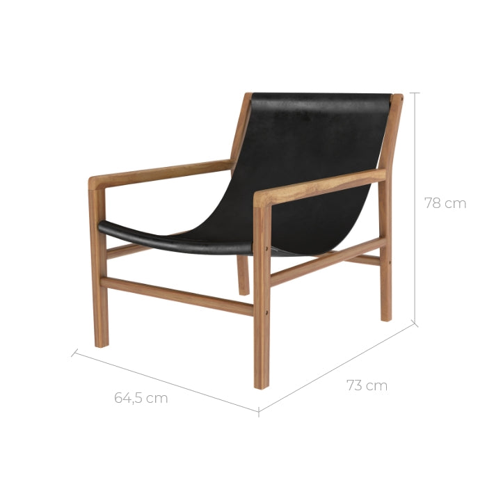 acheter fauteuil lounge teck et cuir noir apache