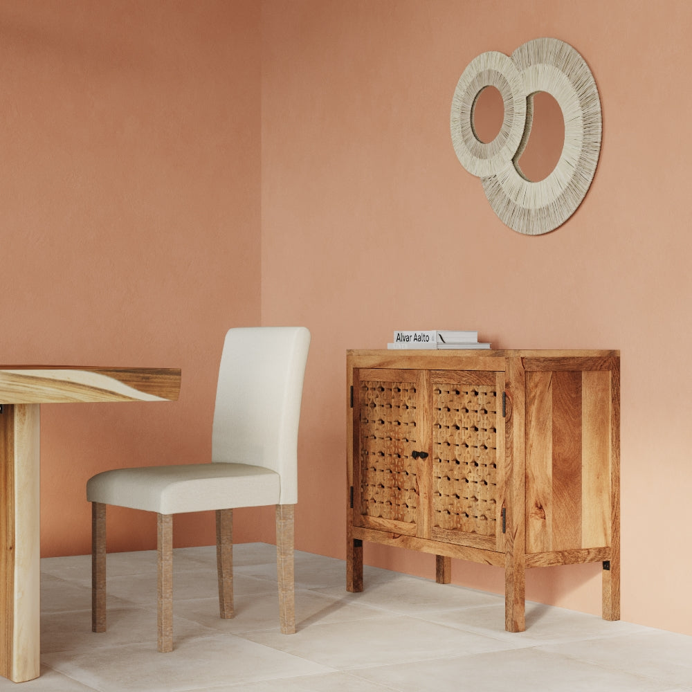 acheter petit buffet en bois de manguier 2 portes ajoure