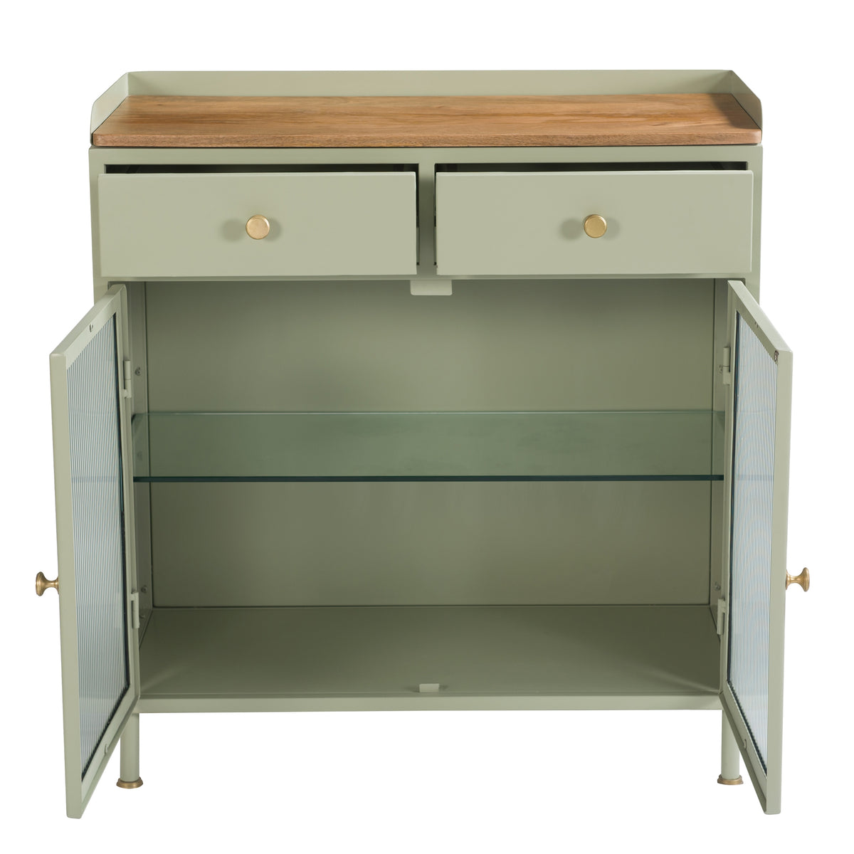 acheter petit buffet en verre bois et metal amande