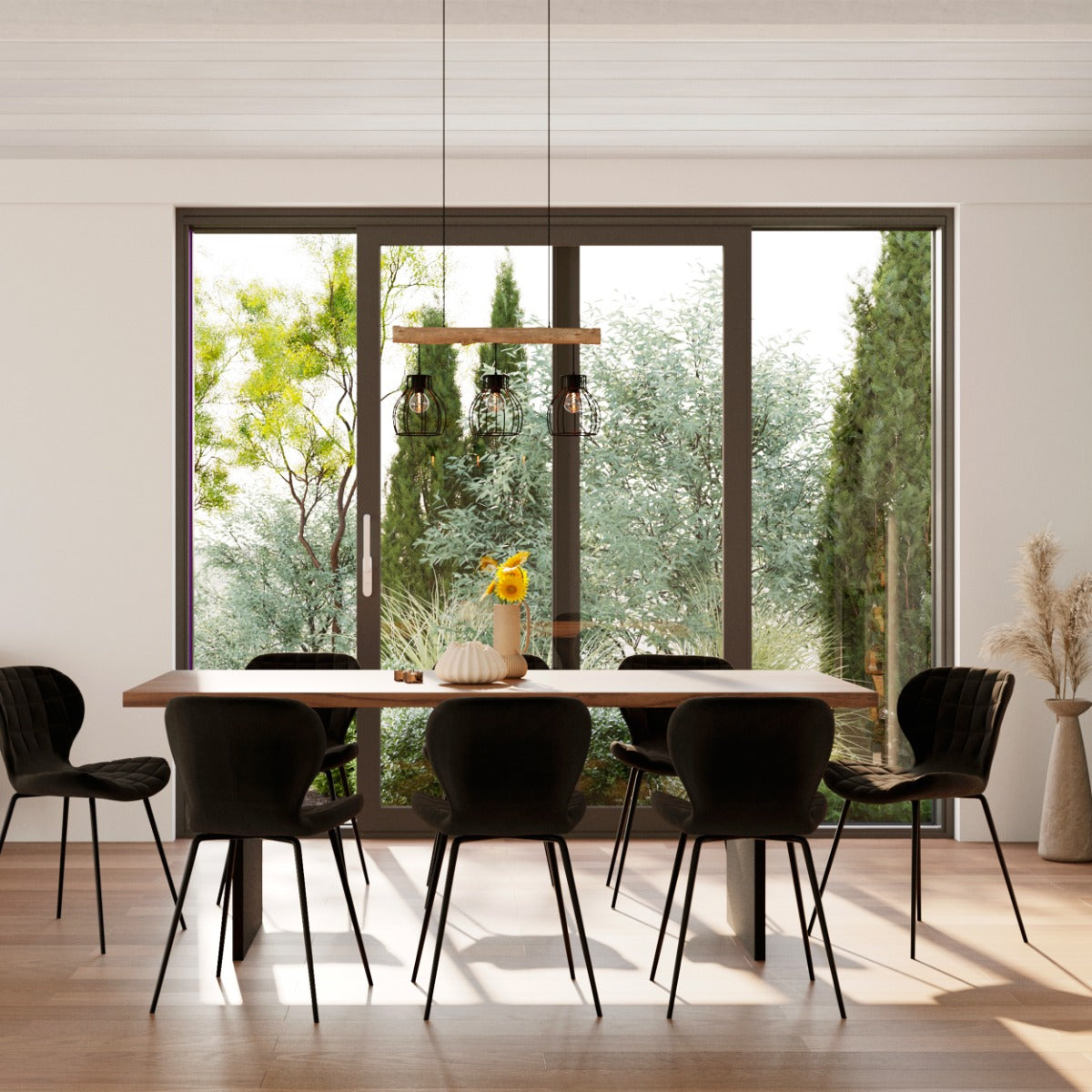 acheter suspension en bois et metal noir