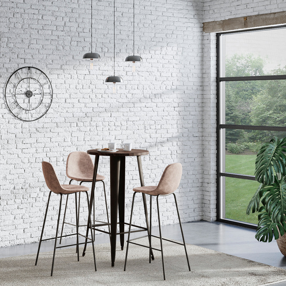 Acheter table de bar ronde industrielle bois et métal – Maison Pavane