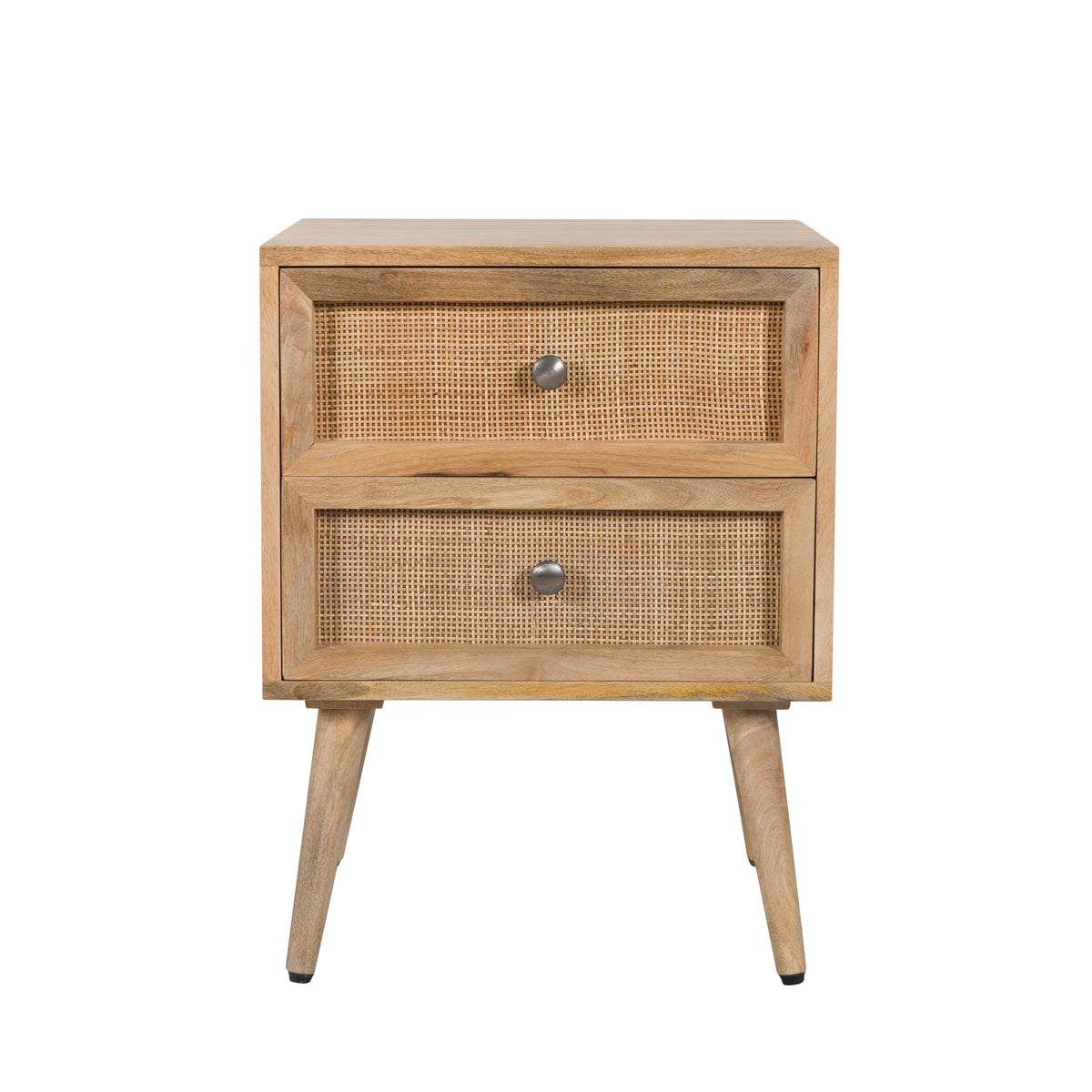 acheter table de chevet en bois de manguier et cannage