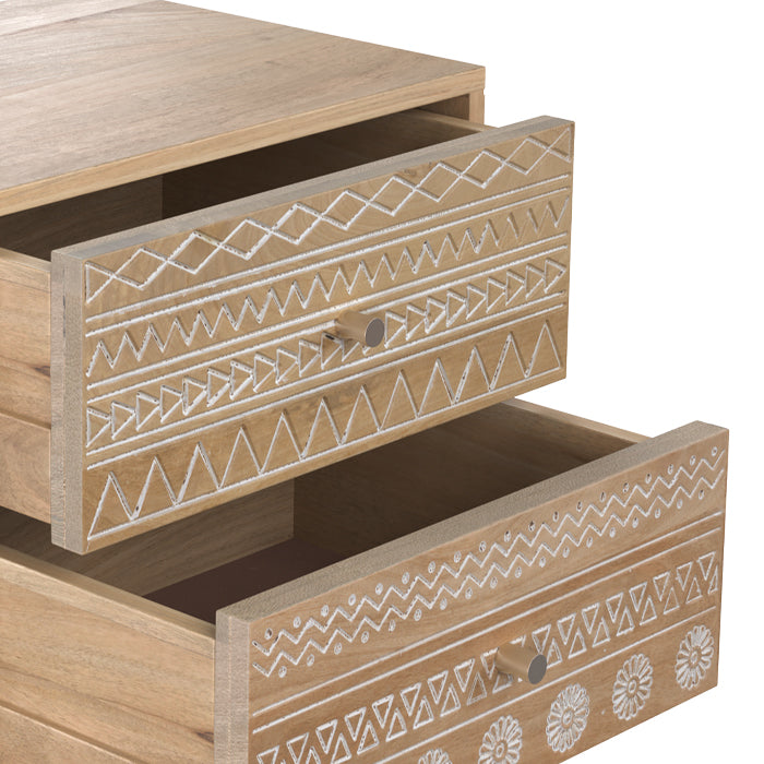 acheter table de chevet en bois de manguier grave