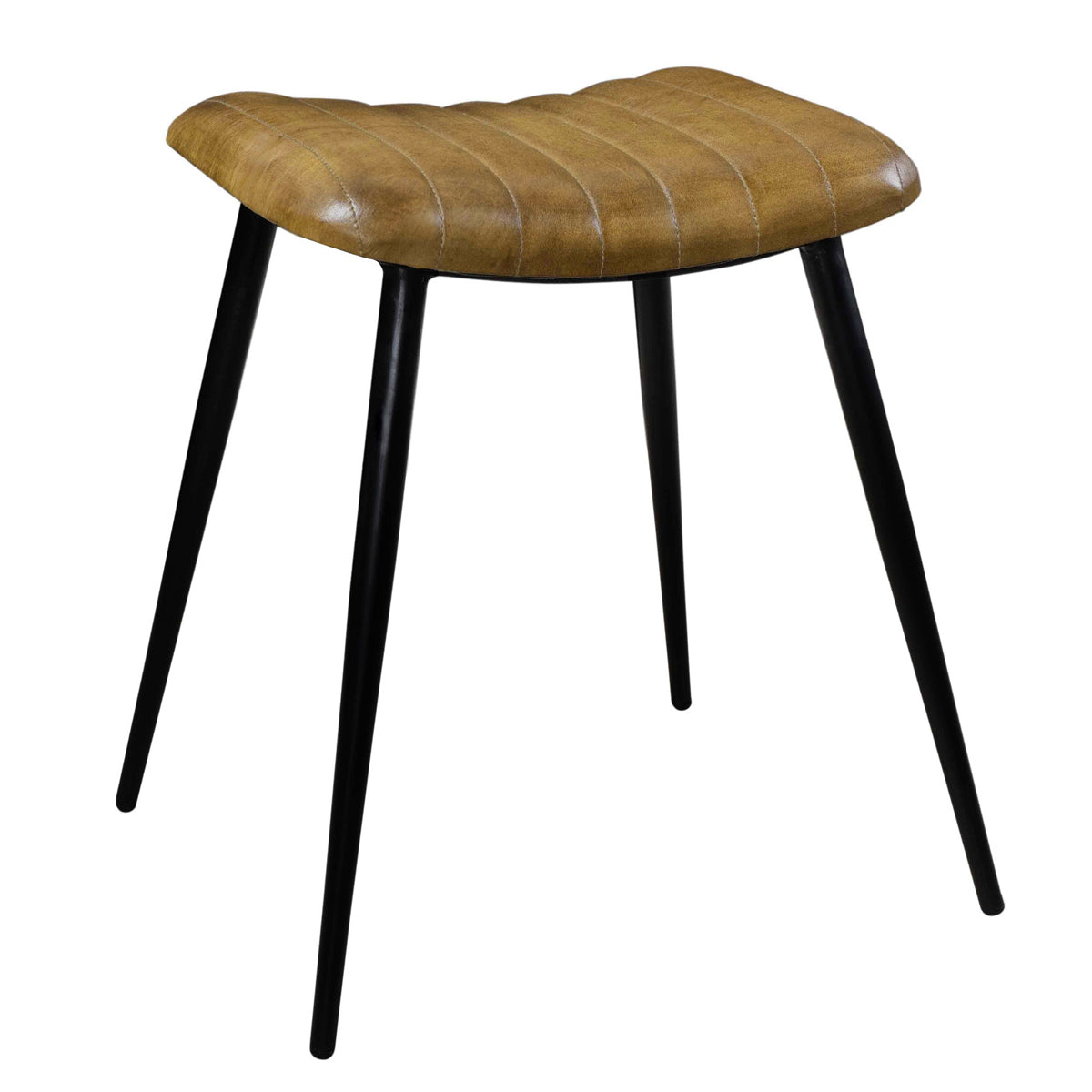acheter tabouret en cuir matelasse et pieds en metal bidar