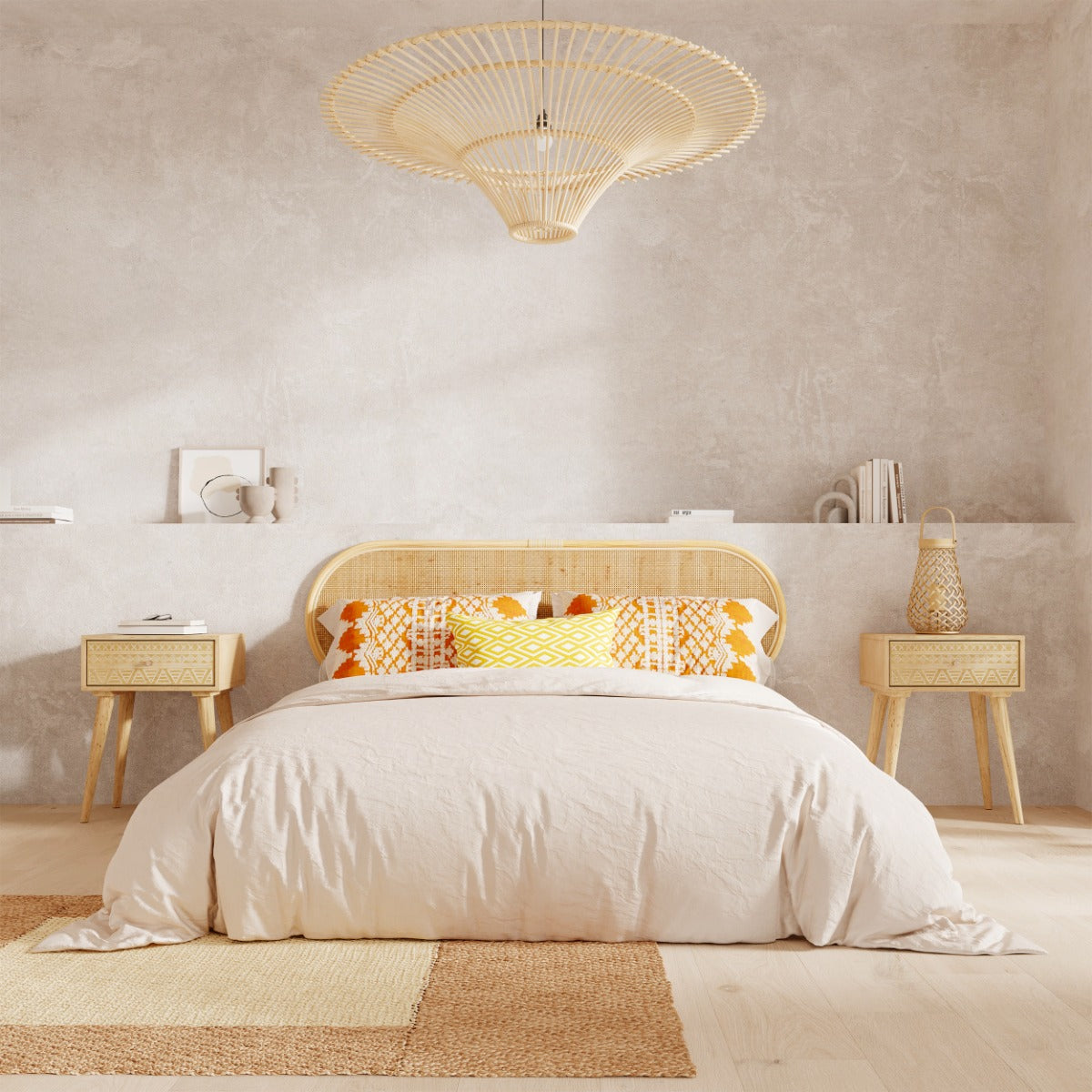 acheter tete de lit 170 cm en cannage naturel