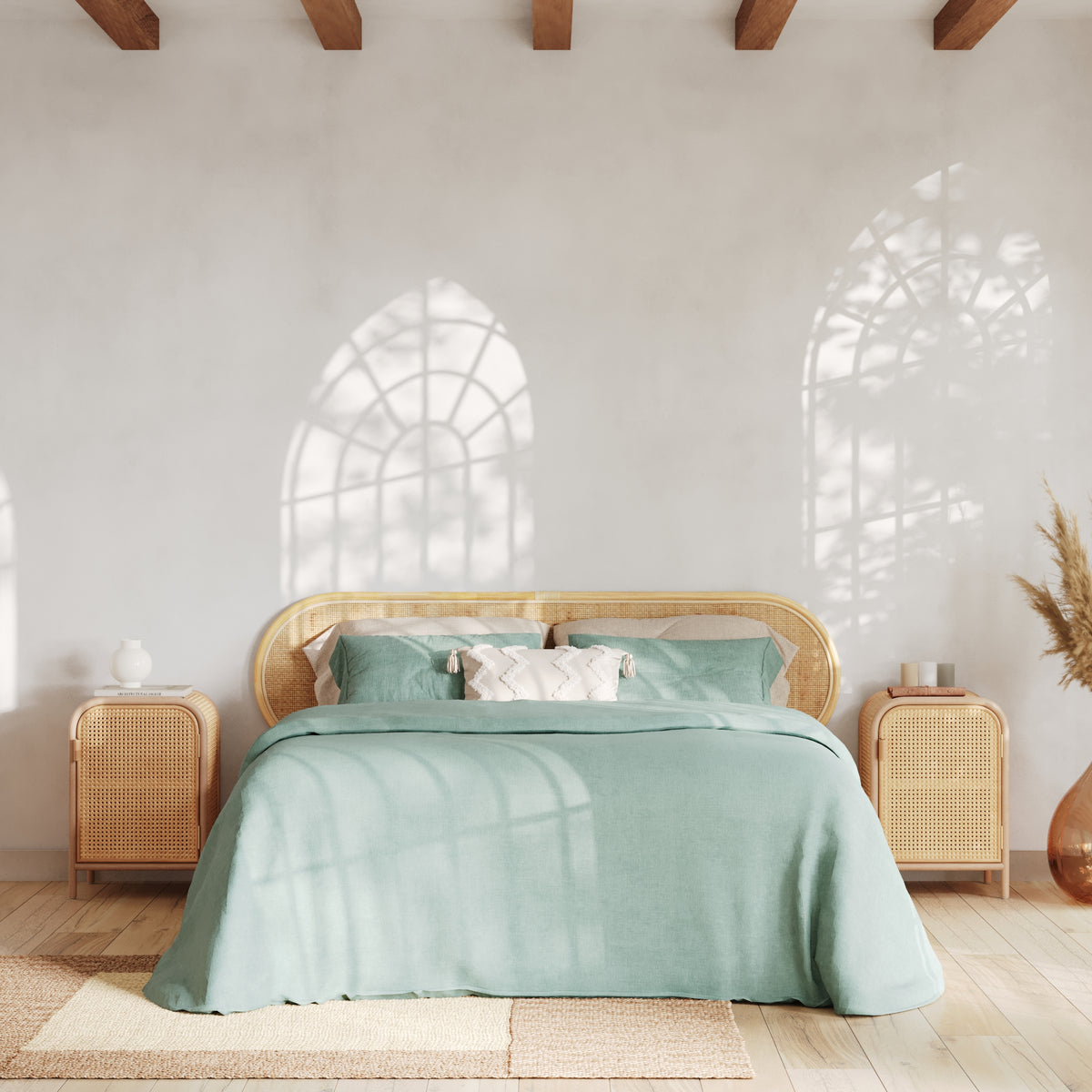acheter tete de lit 190 cm en rotin naturel_1