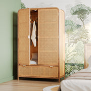 alata armoire bois masif pin teck 3 portes