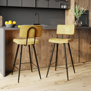 Ambiance 2 chaises de bar mi-hauteur en cuir synthétique jaune pieds noirs – Maison Pavane