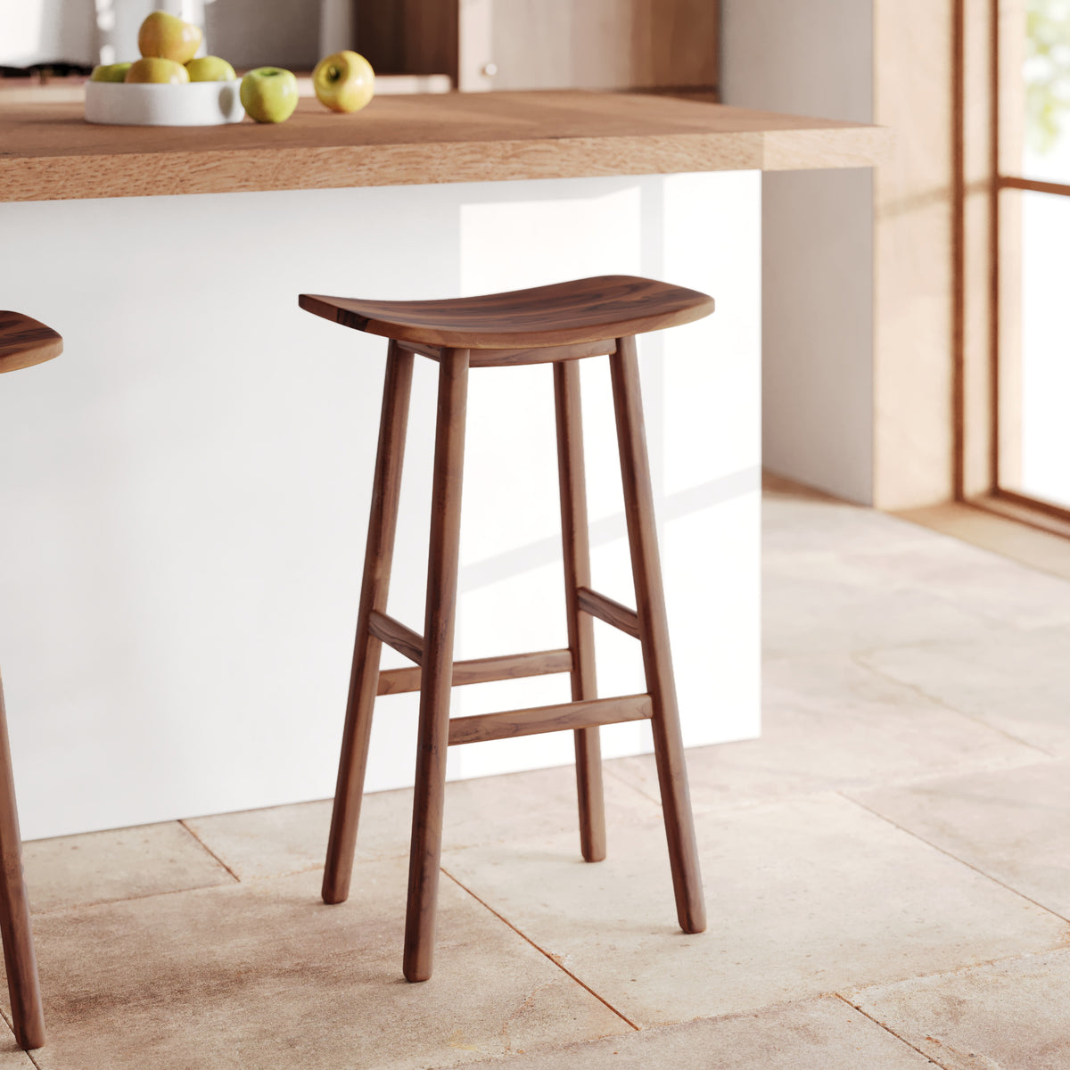 Ambiance cuisine tabouret de bar bois foncé Vittoria teck 77 cm – Maison Pavane