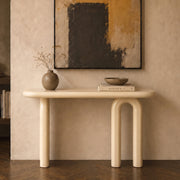 Ambiance entrée console laquée blanche MDF brillante – Maison Pavane