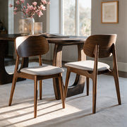 Lot de 2 chaises Charlize en bois foncé et tissu gris clair