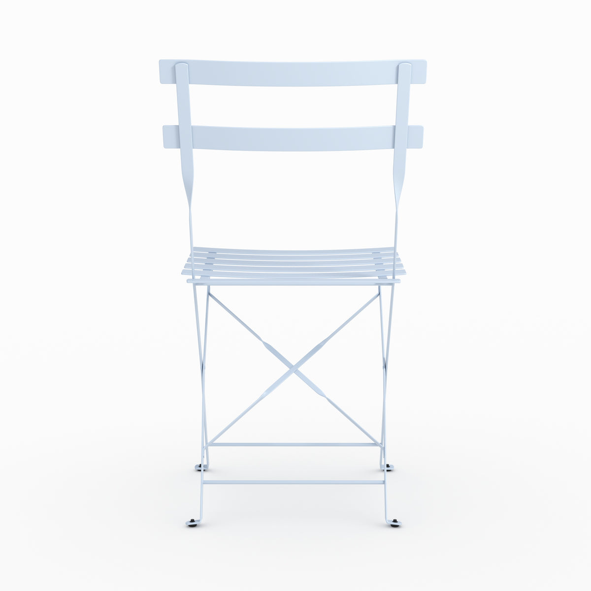 Ambiance salon lot de 2 chaises de jardin Kayla en métal bleu pastel pliantes