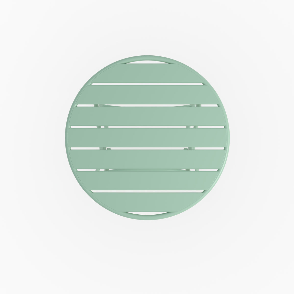 Ambiance salon table ronde et chaises de jardin pliantes Yumi 2 places en métal vert
