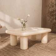 Table basse Lolly rectangulaire en MDF laqué blanc cassé