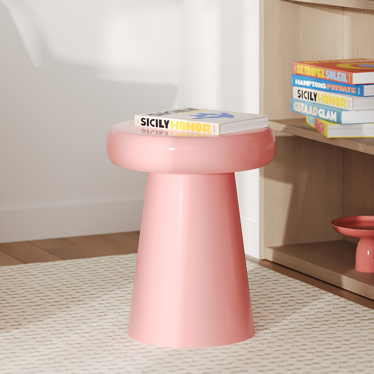anouk table appoint rose bonbon ronde