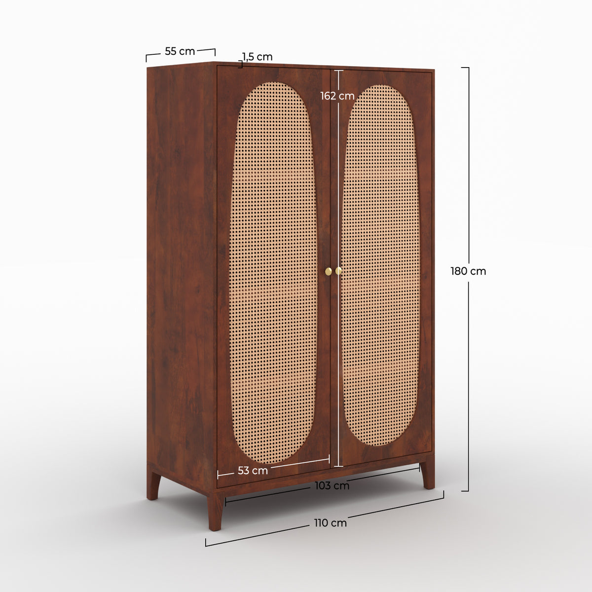 Armoire Lanka bois de manguier cannage dimensions – Maison Pavane